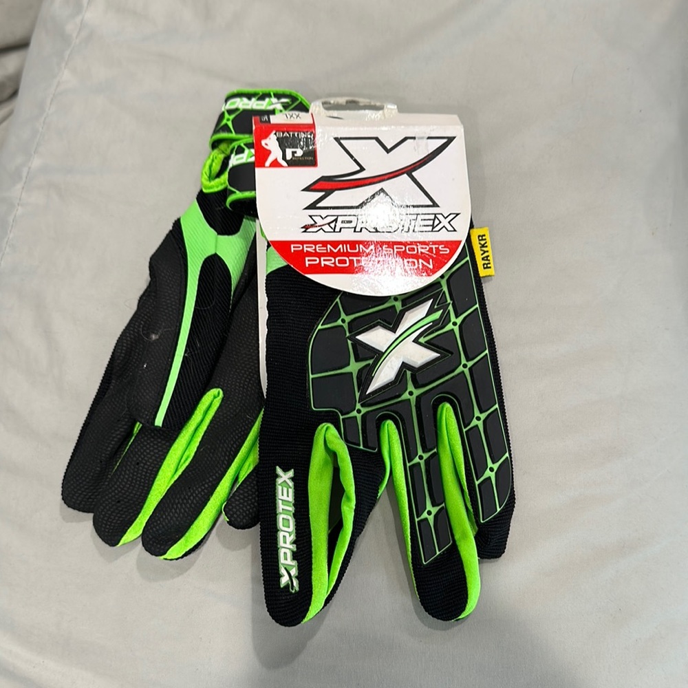 NWT XProtex Raykr Batting Gloves - Mens XXL - black Green